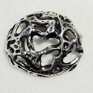 Vintage Signed Lieba USA Modernist Abstract Silver-Tone Scarf Clip